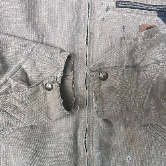 Carhartt J97 SDL Detroit Jacket Brown Duck Blanket Lined Workwear Size Large - Picture 7 of 7